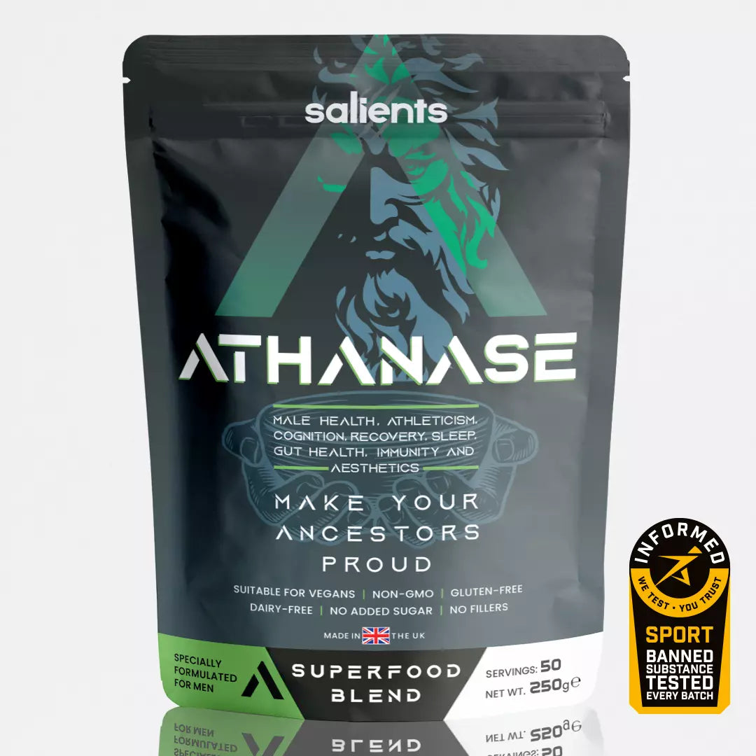 Athenase supplement package with Salients branding on a white background