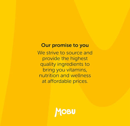 Yellow background with black text and Mobu logo