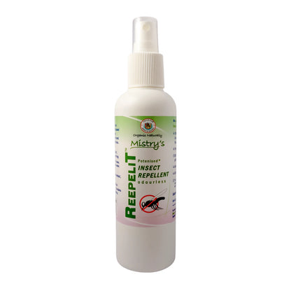 Insect repellent spray bottle on a white background