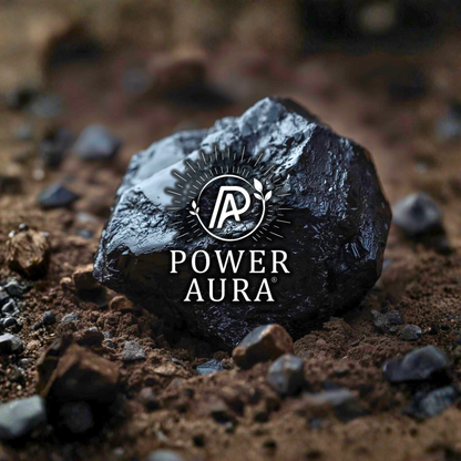 Dark rock on a dirt surface with Power Aura logo overlay