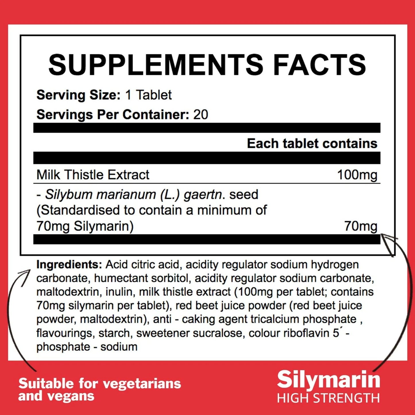 Milk Thistle Effervescent Tablets – Summer Fruit Flavour, Sugar Free & Vegan (20 Tablets)