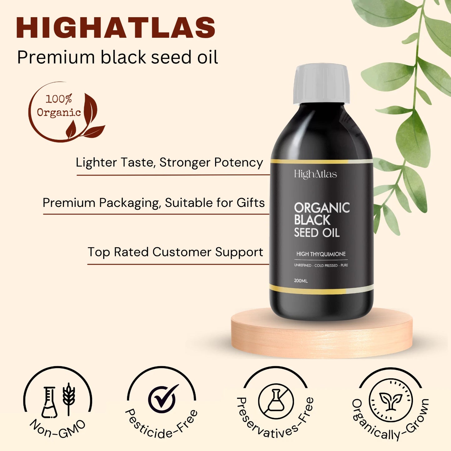 Organic Black Seed Oil – 200ml Cold-Pressed Nigella Sativa (Extra Virgin, Unrefined)