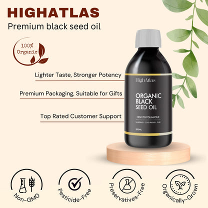 Organic Black Seed Oil – 200ml Cold-Pressed Nigella Sativa (Extra Virgin, Unrefined)