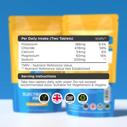 Electrolyte Pro Tablets – Hydration Support with Sodium, Magnesium, Potassium & Calcium (120 Vegan Tablets)