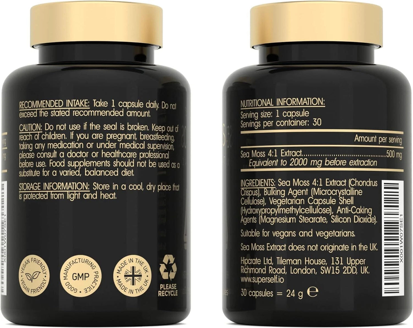 Irish Sea Moss Capsules 2000mg | High Strength | 30 Vegan Capsules | Made in UK