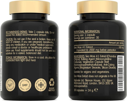 Irish Sea Moss Capsules 2000mg | High Strength | 30 Vegan Capsules | Made in UK