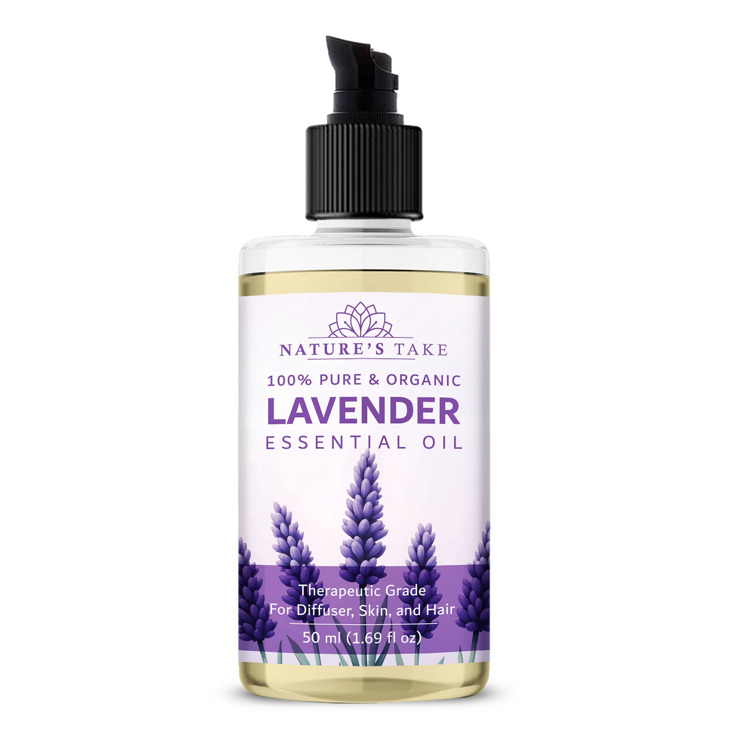 Pure Lavender Essential Oil – 100% Natural Aromatherapy – 50ml Pump Bottle