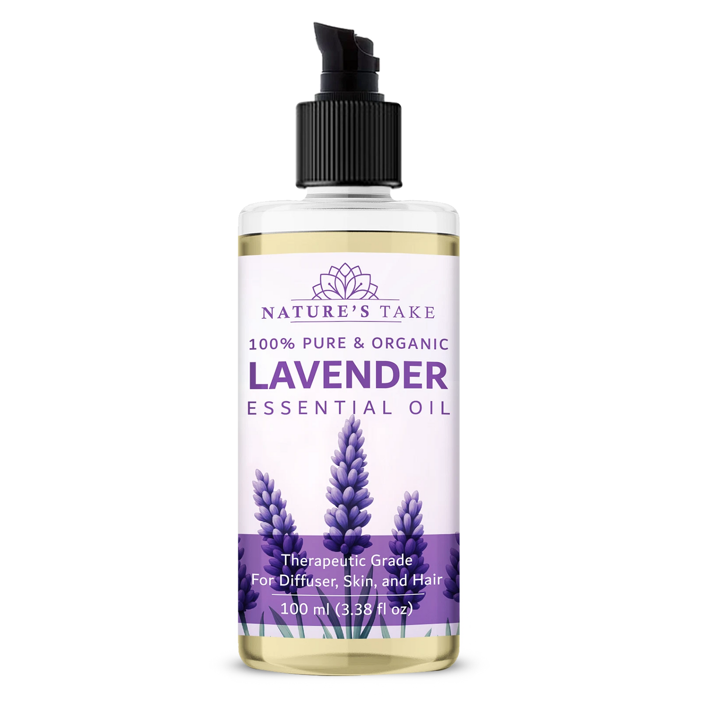 Pure Lavender Essential Oil – 100% Natural Aromatherapy – 50ml Pump Bottle