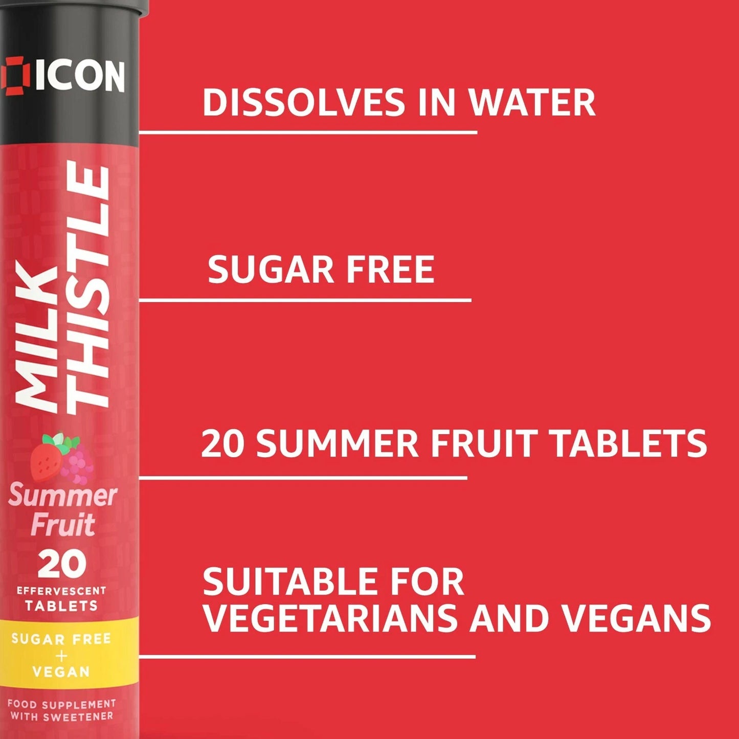 Milk Thistle Effervescent Tablets – Summer Fruit Flavour, Sugar Free & Vegan (20 Tablets)